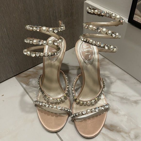 Rene Caovilla Aika Pearl Nude Heels - Picture 5 of 8